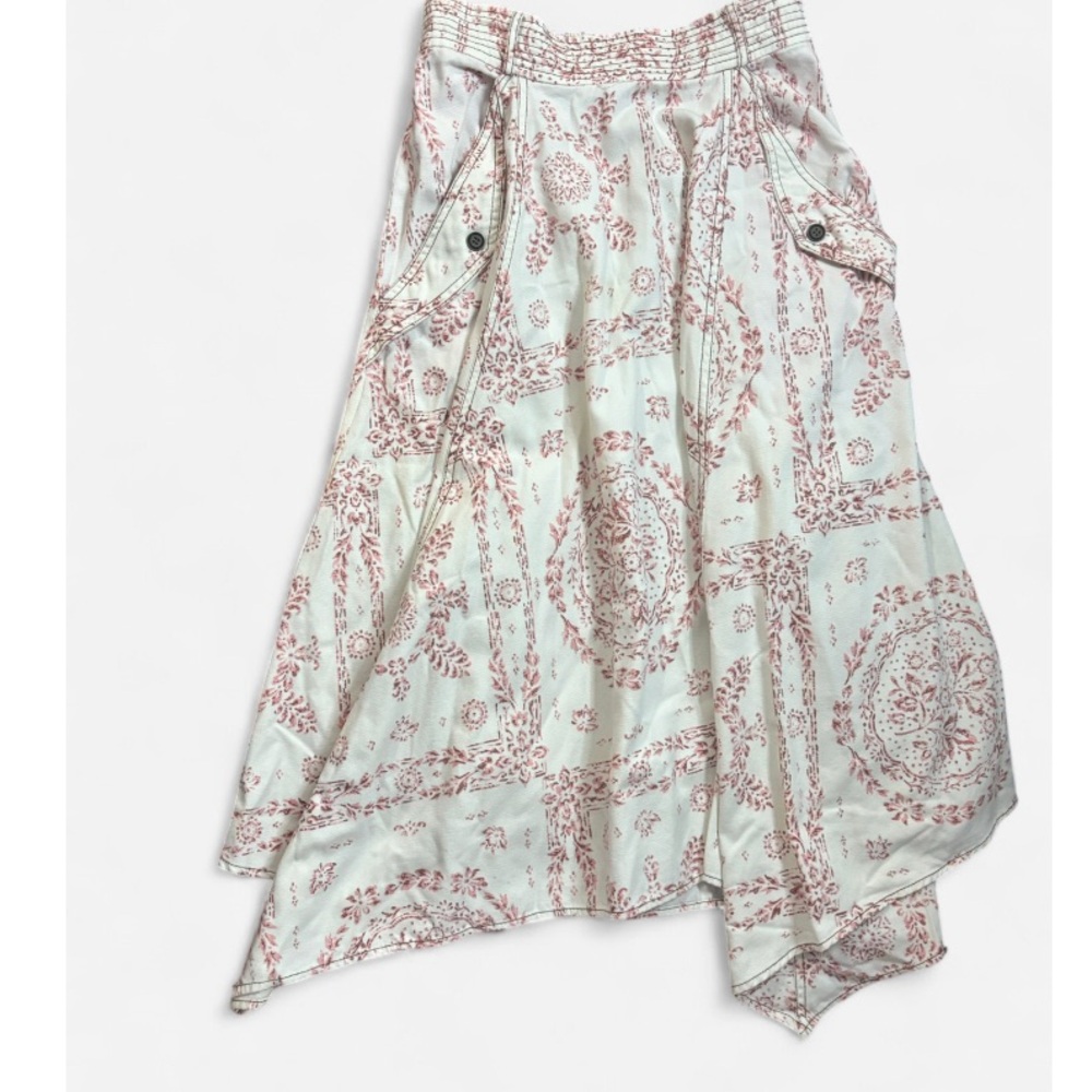 Pilcro Asymmetrical handkerchief Skirt in Cream and red size small